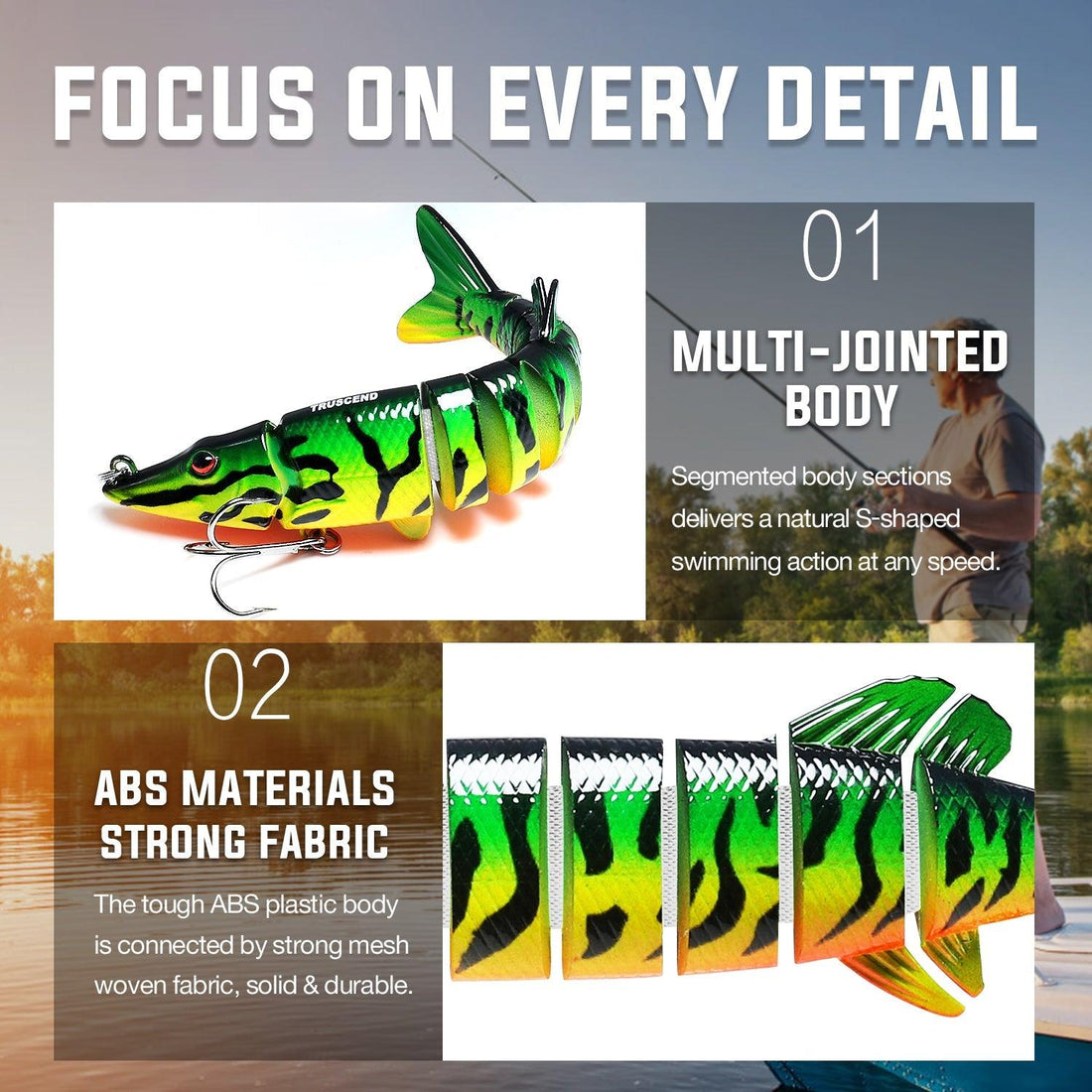 TRUSCEND Bionic Pike Fishing Lure Jointed Swimbait - Truscend Fishing